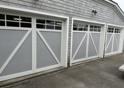 white trim garage doors